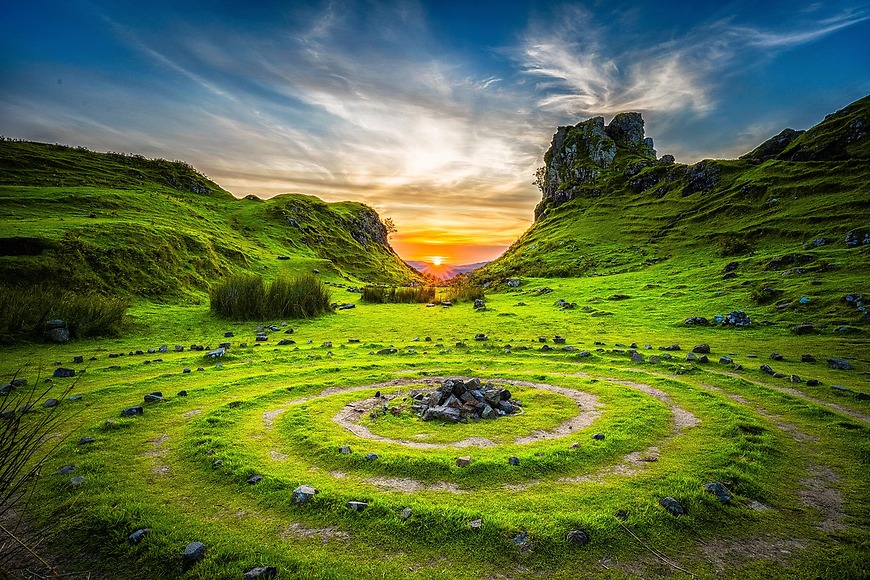 Leyendas de Escocia con isla de Skye
